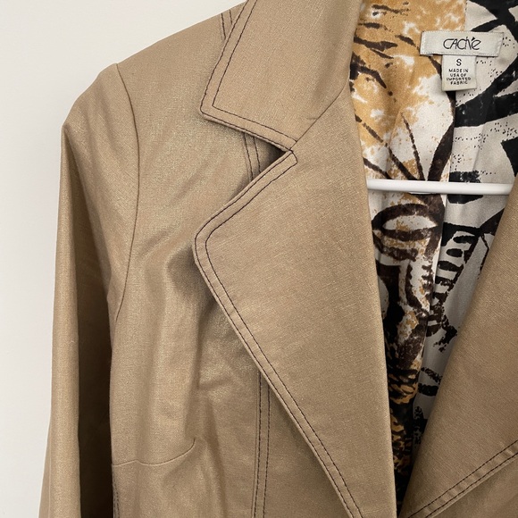 Cache Tan Gold Shimmer trench coat - Picture 5 of 5